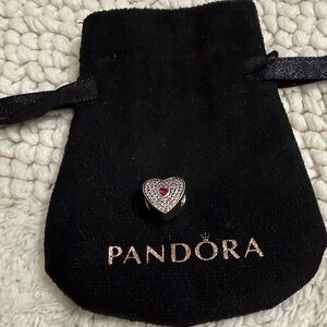 Pandora Heart Charm with Vibrant Pink Accent